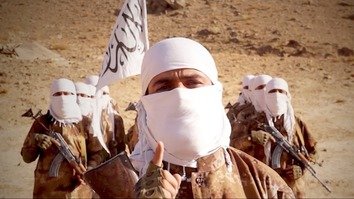 A screenshot from a Taliban video released July 7 shows Taliban fighters during military training in an undisclosed location.