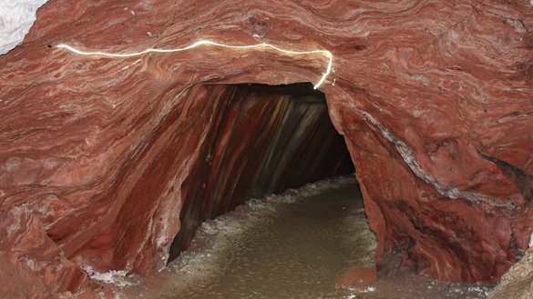 A cave inside the Khewra Salt Mine is shown July 7. [Syed Abdul Basit]