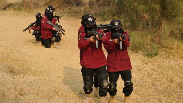 Female commandos take part in training in Nowshera in October. [Javed Khan]