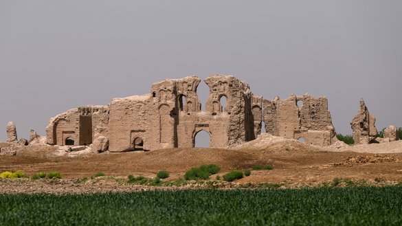 The ruins of a palace are pictured near the historic fortress of Qala-e-Bost in Bost on the outskirts of Lashkargah, Helmand province, on March 27. [Wakil Kohsar/AFP]