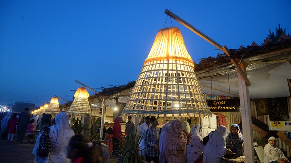 The Hunar Mela is shown at night May 9. [Shahbaz Butt]