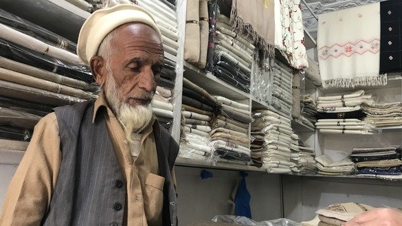 Haji Hashim Khan, 64, a local shopkeeper associated with the shawl industry for more than 50 years, says that business is booming after the restoration of peace in Swat Valley. [Danish Yousafzai]