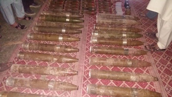 Authorities display explosives seized as part of Operation Radd-ul-Fasaad in Kurram Agency April 10. [ISPR]