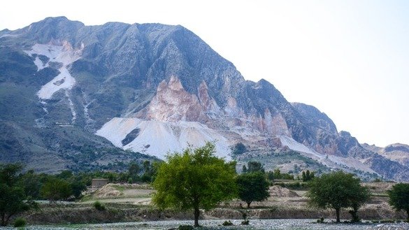 A mountain with marble deposits in Mohmand Agency can be seen in this picture taken in May. [Alamgir Khan]