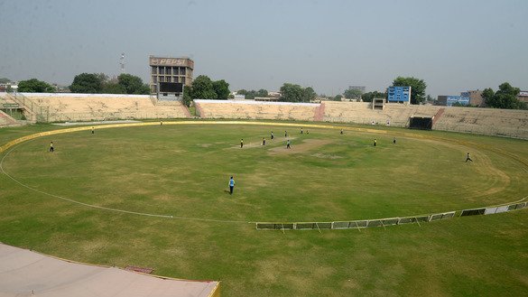 The pitch is shown from the top of Arbab Niaz Stadium in Peshawar August 31. [Shahbaz Butt]