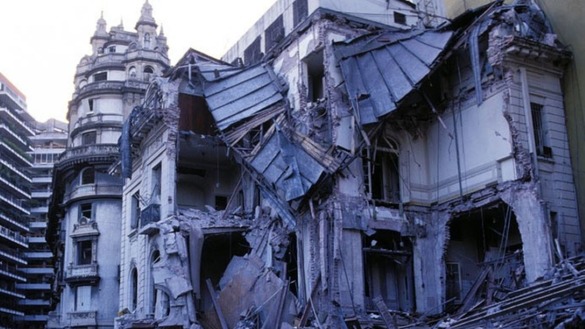Shown is the Israeli embassy in Buenos Aires after a suicide bombing in 1992 that killed 29 people and injured 242 others. It was attributed to IRGC-backed militants. [File]