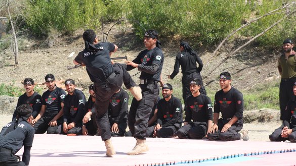  A group of commandos exhibit their skills in October in Nowshera. [Javed Khan]